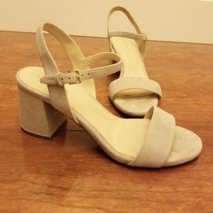 COLE HAAN Josie block heel sandals mortar suede size 7